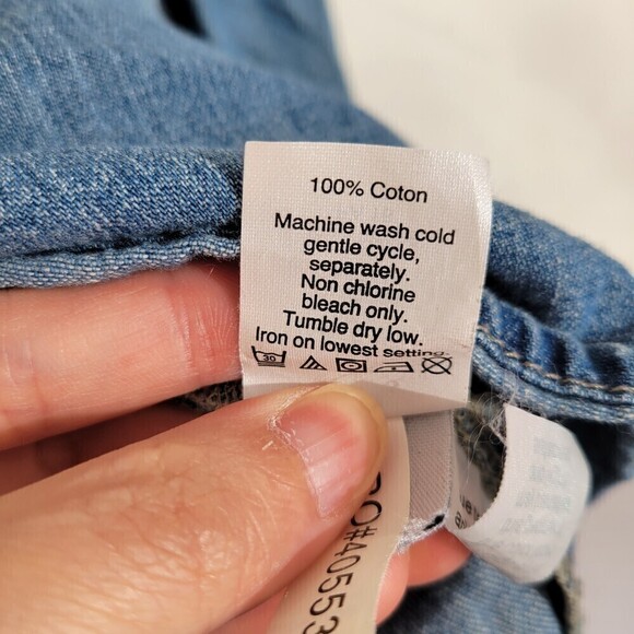 Madewell Zip Front Chambray Blue Denim Popover Long Sleeve Top Size Small - Picture 13 of 14